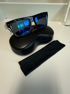 Carrera Men's Sunglasses: Dark Blue with Blue Mirror Lenses, NEW